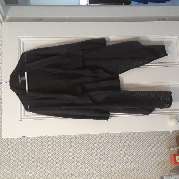 Suzie Couture Open Front Asymmetrical Cardigan Charcoal Gray 2X - Picture 5 of 6